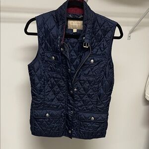 Banana Republic Navy Quilted Vest with Silver Hardware size M